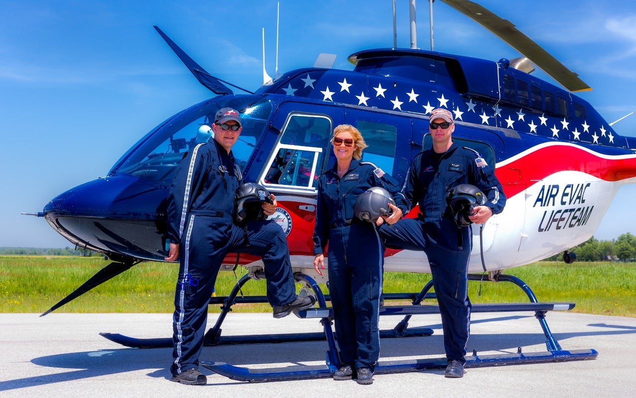air evac team flight crews include a pilot, a nurse and a paramedic.