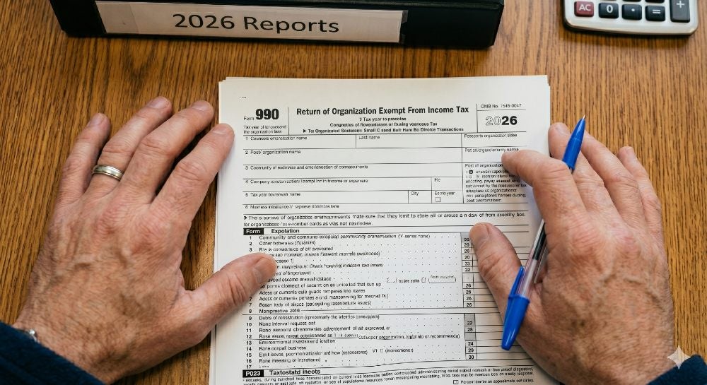 man filling out form 990