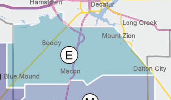 Elwin substation service area