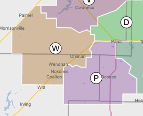 graphic showing the area Pana and Wenonah substations serve