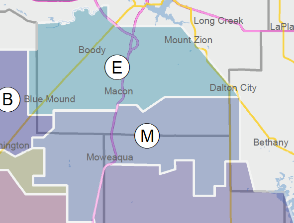 map graphic of Elwin and Moweaqua substations