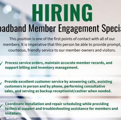 Hiring Broadband Member Engagement Specialist